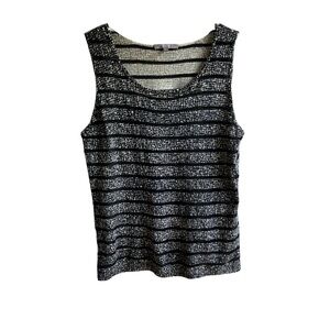 Neiman Marcus Cashmere Collection Size XL Striped Textured Sleeveless Silk Shell